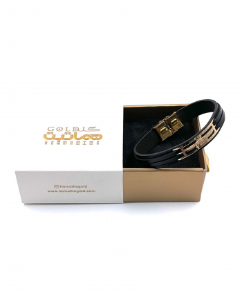 دستبند چرم کوروش هماتیت گلد Hematite Gold کد 136034
