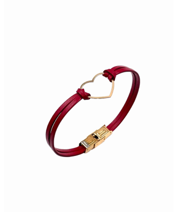 دستبند چرم قلب محیا هماتیت گلد Hematite Gold کد 136026