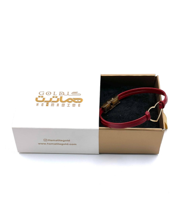 دستبند چرم قلب محیا هماتیت گلد Hematite Gold کد 136026