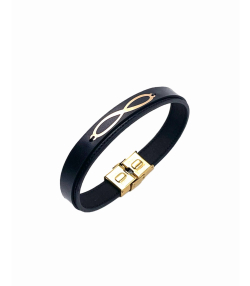 دستبند چرم وهرز هماتیت گلد Hematite Gold کد 136024