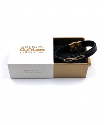 دستبند چرم وهرز هماتیت گلد Hematite Gold کد 136024