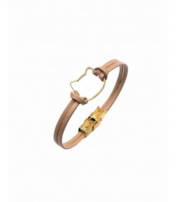 دستبند چرمی گربه محیا هماتیت گلد Hematite Gold کد 136022