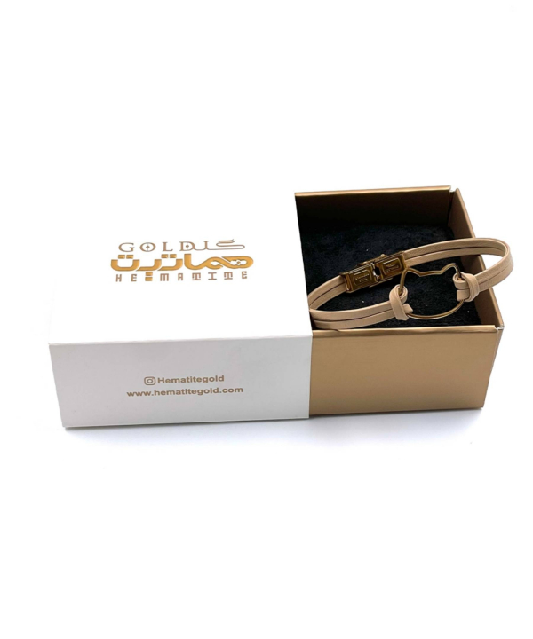 دستبند چرمی گربه محیا هماتیت گلد Hematite Gold کد 136022