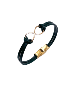 دستبند چرم بی نهایت زیبا هماتیت گلد Hematite Gold کد 136032