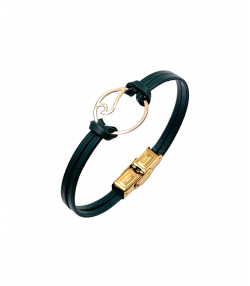 دستبند چرم موج هماتیت گلد Hematite Gold کد 136031