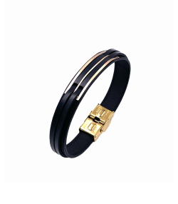 دستبند چرم هومان هماتیت گلد Hematite Gold کد 136029