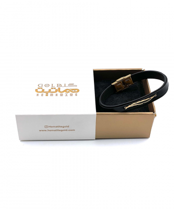 دستبند چرم هایکا هماتیت گلد Hematite Gold کد 136028