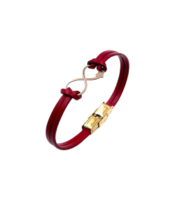 دستبند چرم بی نهایت قلب هماتیت گلد Hematite Gold کد 136027