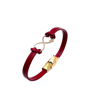 دستبند چرم بی نهایت قلب هماتیت گلد Hematite Gold کد 136027