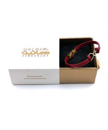 دستبند چرم بی نهایت قلب هماتیت گلد Hematite Gold کد 136027