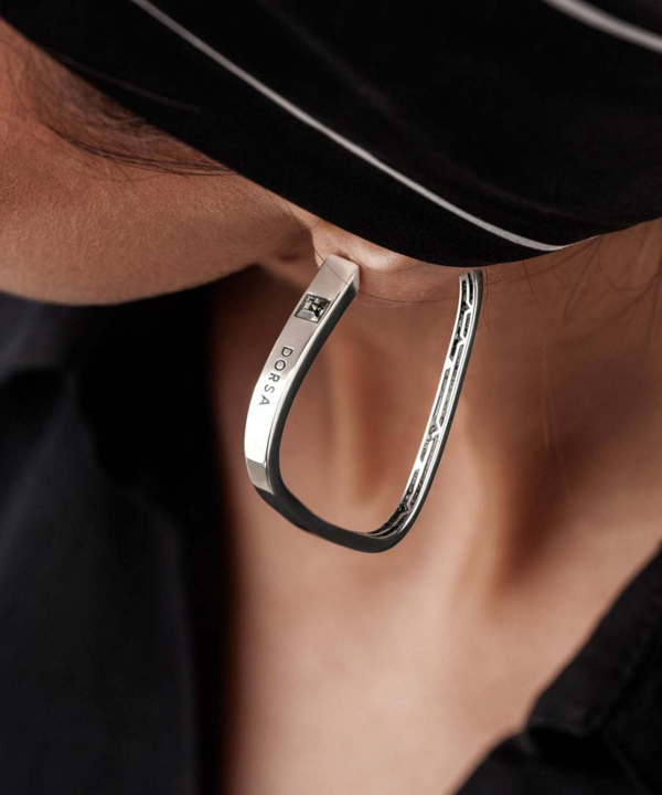 گوشواره شأن بزرگ تک کریستال نقره درسا جواهر Dorsa Jewelry کد 59639