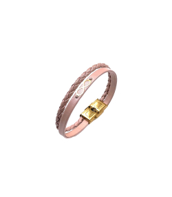 دستبند چرم بی نهایت ظریف هماتیت گلد Hematite Gold کد 136013
