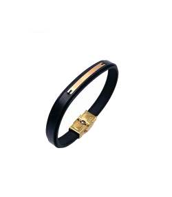 دستبند چرم ویشتاسب هماتیت گلد Hematite Gold کد 136012