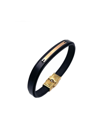 دستبند چرم ویشتاسب هماتیت گلد Hematite Gold کد 136012