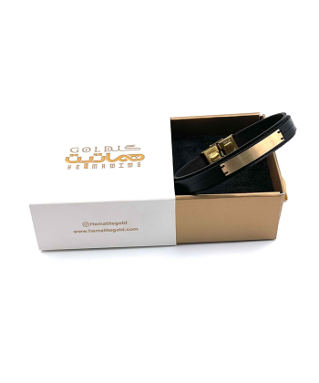 دستبند چرم خوارزم هماتیت گلد Hematite Gold کد 136010