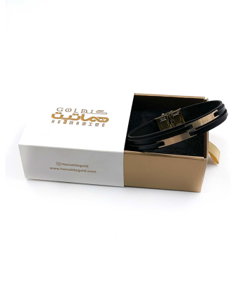 دستبند چرم اسپندیار هماتیت گلد Hematite Gold کد 136007