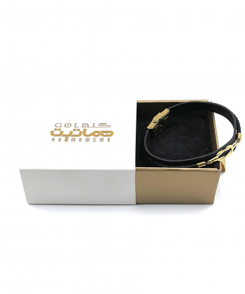 دستبند چرم گره هماتیت گلد Hematite Gold کد 136003