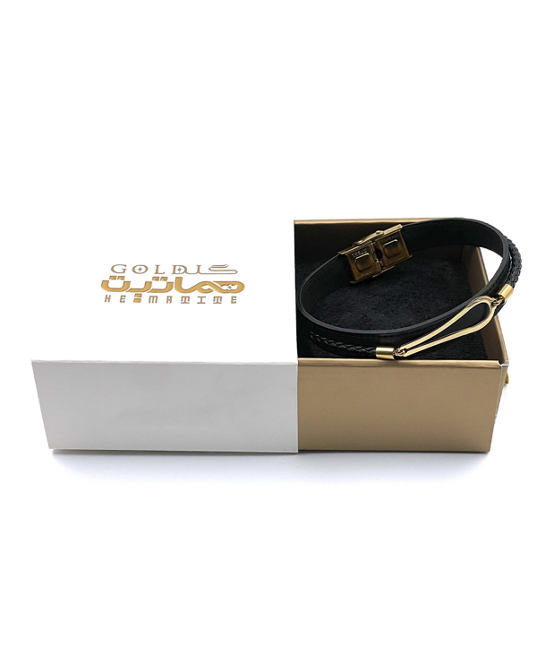 دستبند چرم امگا هماتیت گلد Hematite Gold کد 136004