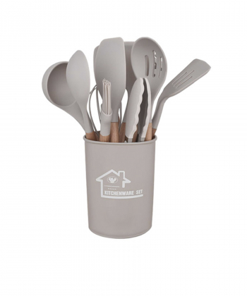 ست کفگیر و ملاقه کیچن ویر kitchen ware کد 4570 با دسته بامبو سری 12 تکه