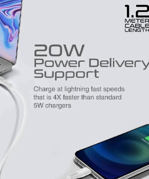 کابل تبدیل USB-C به لایتنینگ پرومیت مدل POWERLINE-CI120 طول 1.2 متر