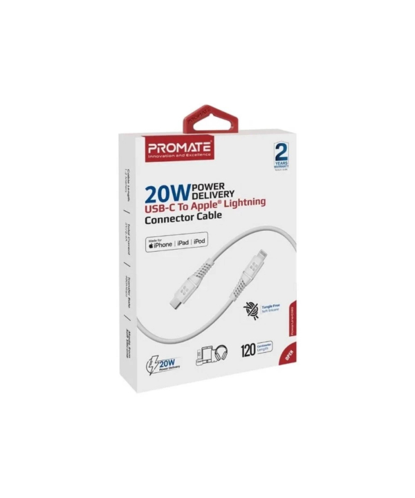 کابل تبدیل USB-C به لایتنینگ پرومیت مدل POWERLINE-CI120 طول 1.2 متر