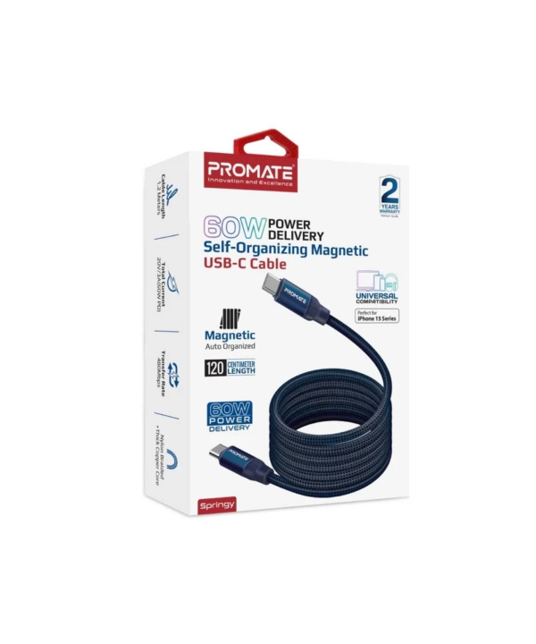 کابل تبدیل USB-C پرومیت مدل SPRINGY.BLUE طول 1.2 متر
