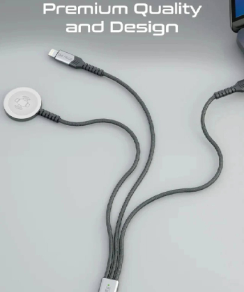 کابل تبدیل USB-C به USB-C/ پد شارژ اپل واچ/ لایتنینگ پرومیت مدل ICHARGE-TRIO طول 1.5 متر