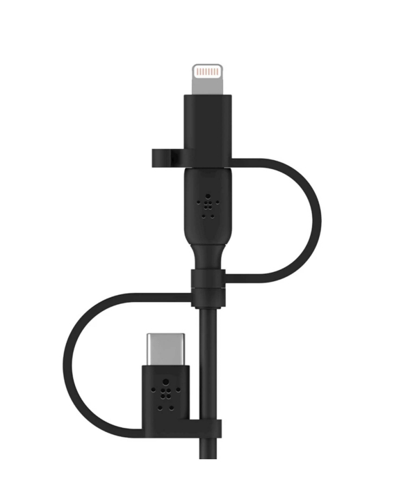 کابل تبدیل USB به USB-C/ لایتنینگ/ MicroUSB بلکین مدل CAC001bt1MBK BOOST طول 1 متر