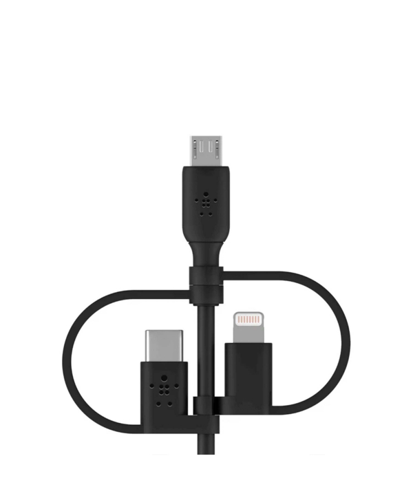 کابل تبدیل USB به USB-C/ لایتنینگ/ MicroUSB بلکین مدل CAC001bt1MBK BOOST طول 1 متر