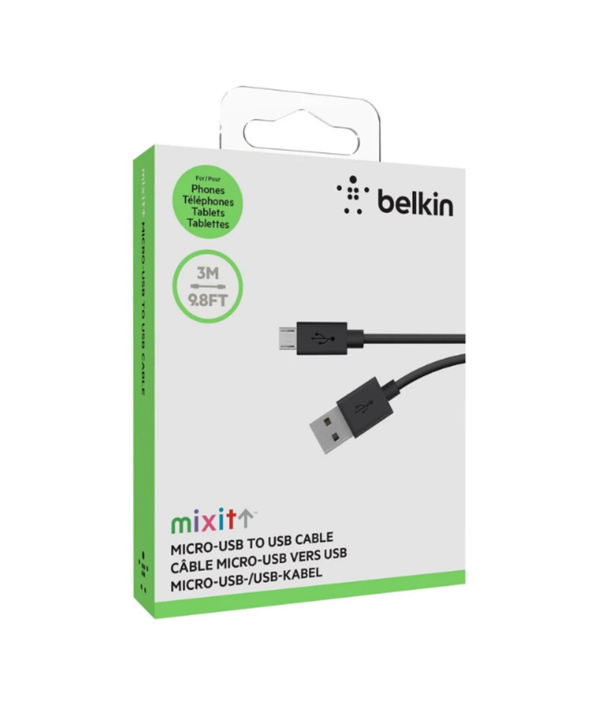 کابل تبدیل USB به MicroUSB بلکین مدل F2CU012bt3M-BLK طول 3 متر