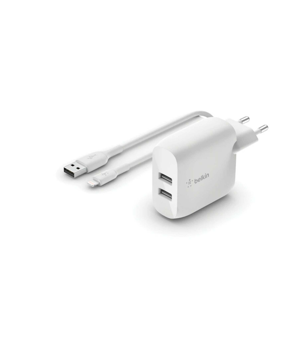 شارژر دیواری بلکین مدل WCD001vf1MWH به همراه کابل تبدیل لایتنینگ