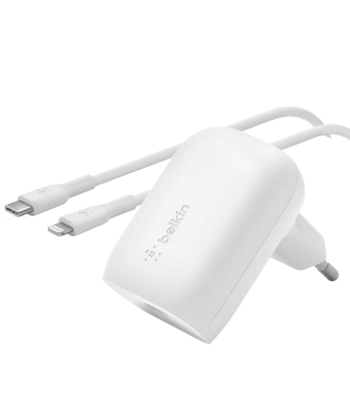 شارژر دیواری بلکین مدل WCA005vf1MWH-B5 USB-C PD PPS به همراه کابل لایتنینگ