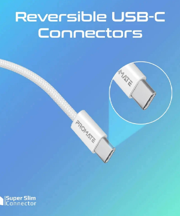 کابل USB-C پرومیت مدل ECOLINE-CC120.WHT طول 1.2 متر