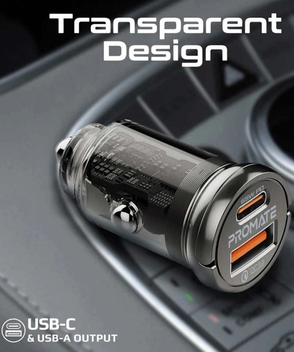 شارژر فندکی 65 وات پرومیت مدل TRANSDRIVE-65W