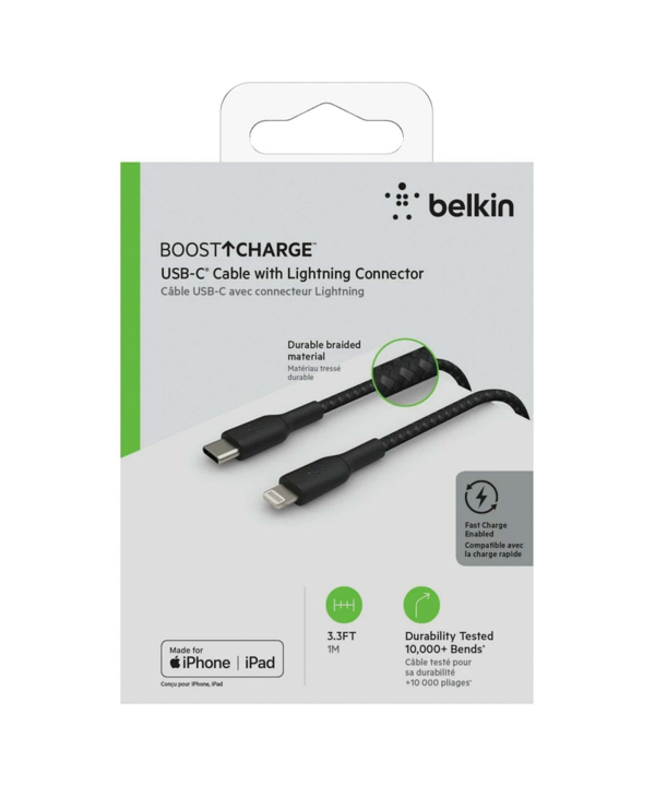 کابل تبدیل USB-C به لایتنینگ بلکین مدل CAA004bt2MBK Fast Charge طول 2 متر
