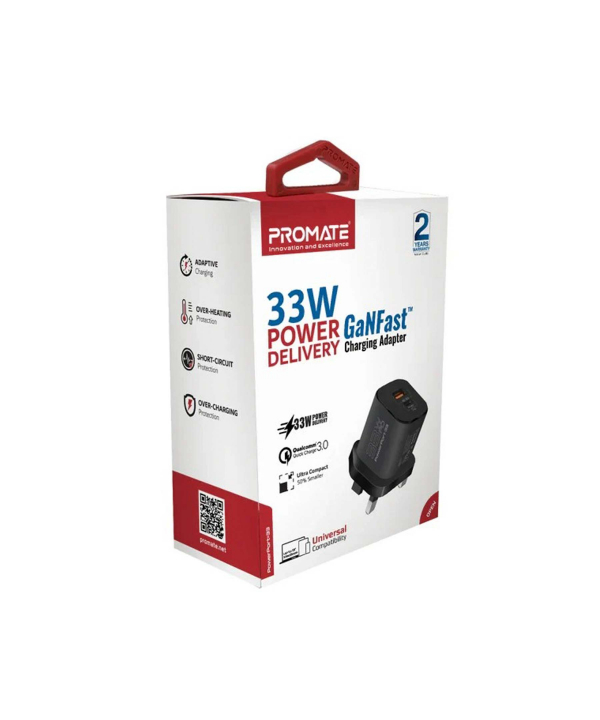 شارژر دیواری 33 وات پرومیت مدل POWERPORT-33.BLK.EU