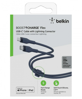 کابل تبدیل USB-C به لایتنینگ بلکین مدل CAA009bt1MBL طول 1 متر