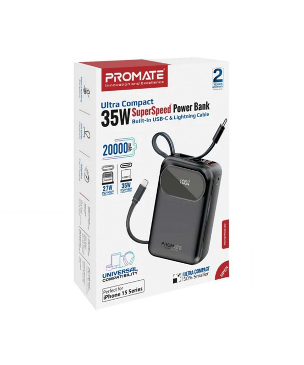 پاوربانک پرومیت مدل POWERPOD-20.BLK ظرفیت 20000 میلی‌آمپرساعت