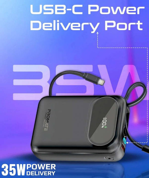 پاوربانک پرومیت مدل POWERPOD-20.BLK ظرفیت 20000 میلی‌آمپرساعت