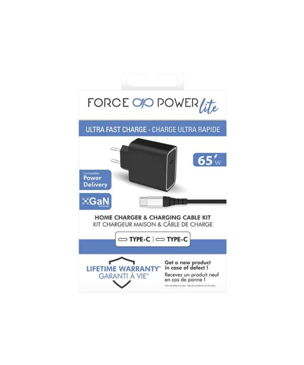 شارژر دیواری فورس مدل FPLICS65WGANCBLCCB USB-C PD به همراه کابل USB-C