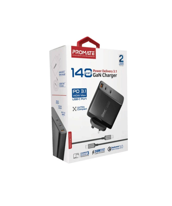شارژر دیواری 140 وات پرومیت مدل GANCHARGE-140W