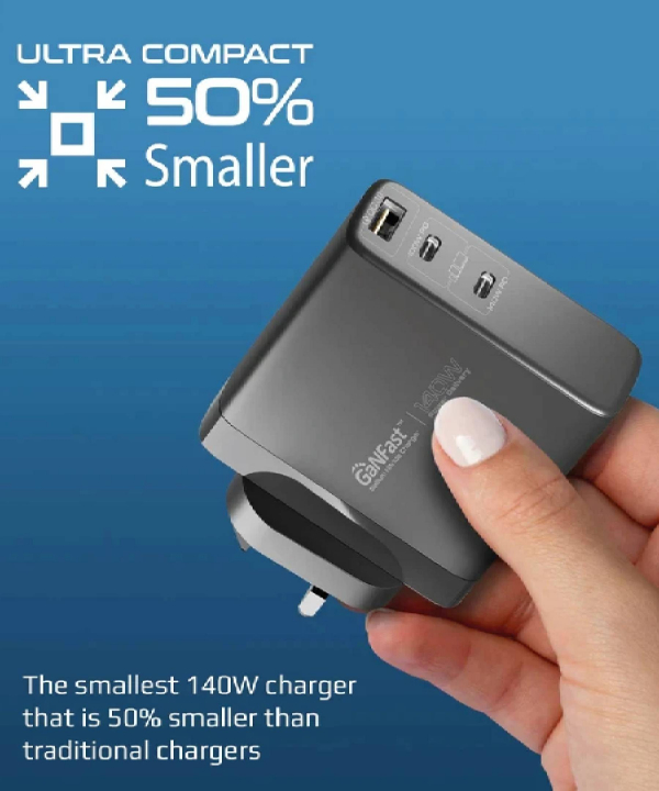 شارژر دیواری 140 وات پرومیت مدل GANCHARGE-140W