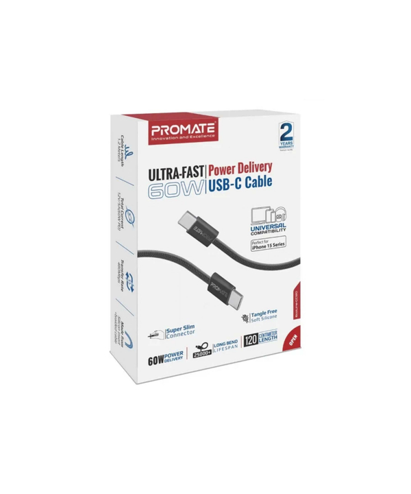 کابل USB-C پرومیت مدل ECOLINE-CC120.BLK طول 1.2 متر