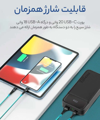 پاوربانک پرومیت مدل TORQ-20 ظرفیت 20000 میلی آمپر ساعت