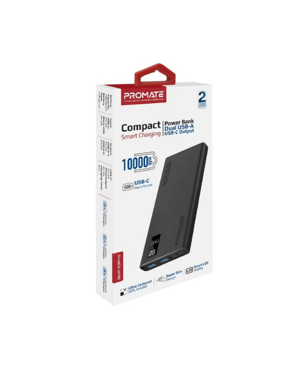 پاوربانک پرومیت مدل BOLT-10PRO.BLACK ظرفیت 10000 میلی آمپر ساعت