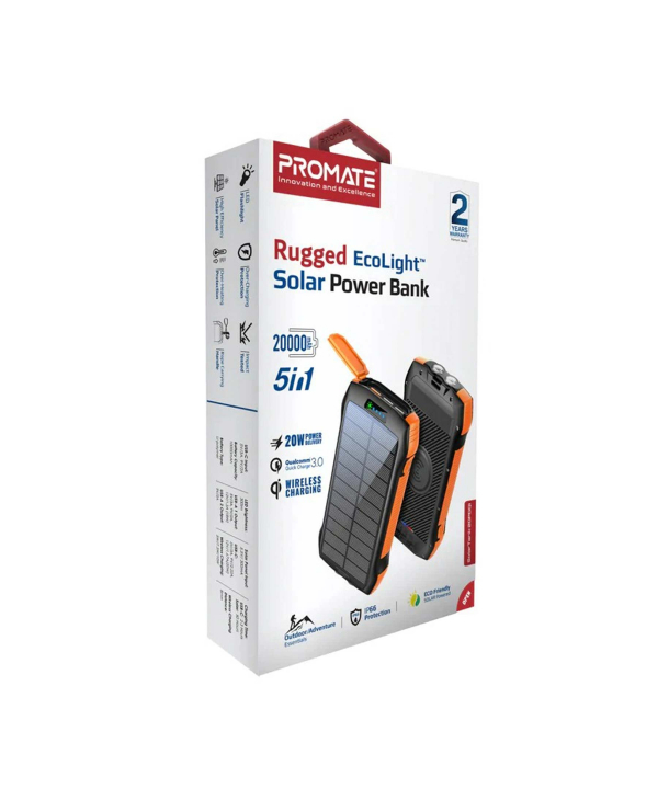 پاوربانک خورشیدی پرومیت مدل SOLARTANK-20PDQI به ظرفیت 20000 میلی آمپر ساعت