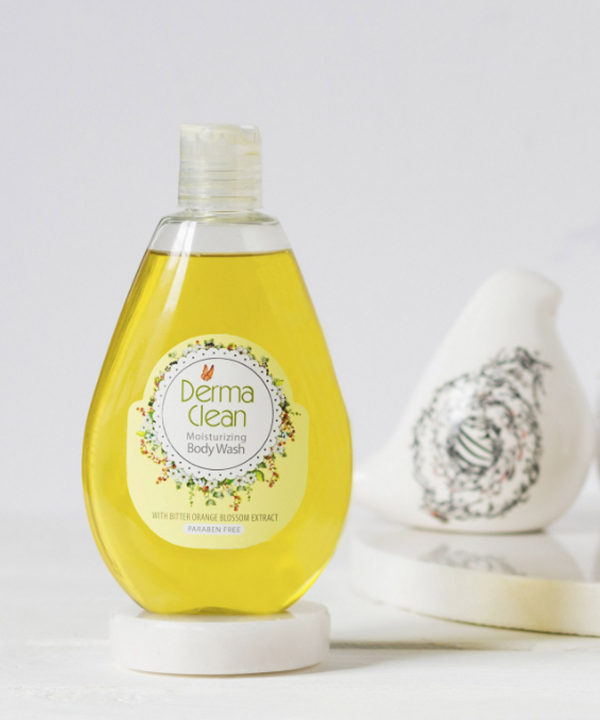 شامپو بدن مرطوب کننده درماکلین Derma Clean حاوی عصاره شکوفه بهار نارنج حجم 300 میلی لیتر