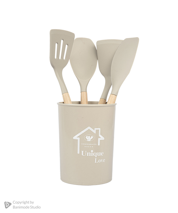 ست کفگیر و ملاقه کیچن ویر kitchen ware کد 4571 با دسته بامبو سری 12 تکه