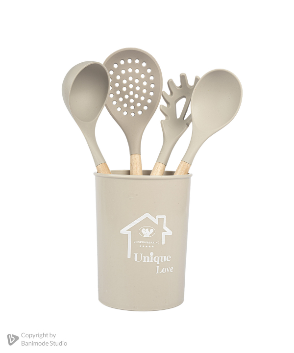 ست کفگیر و ملاقه کیچن ویر kitchen ware کد 4571 با دسته بامبو سری 12 تکه