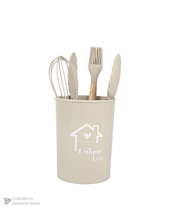 ست کفگیر و ملاقه کیچن ویر kitchen ware کد 4571 با دسته بامبو سری 12 تکه